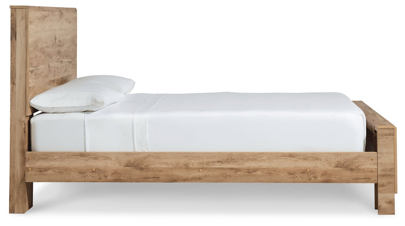 Hyanna Tan Brown King Panel Bed, Dresser and Mirror from Ashley - Luna Furniture