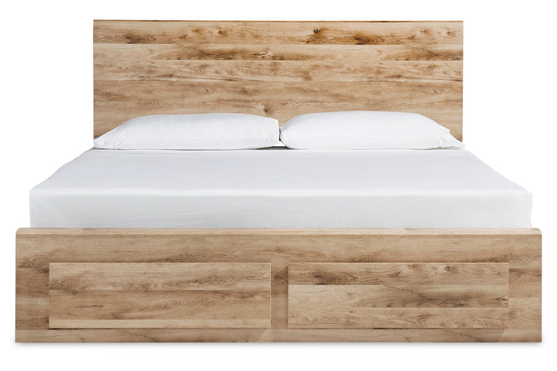 Hyanna Tan Brown King Panel Storage Bed with 1 Under Bed Storage Drawer from Ashley - Luna Furniture