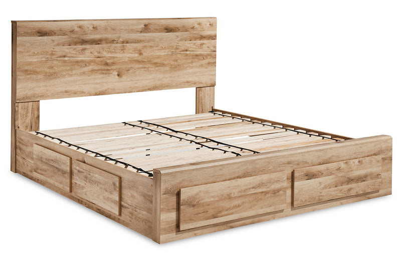 Hyanna Tan Brown King Panel Storage Bed with 1 Under Bed Storage Drawer from Ashley - Luna Furniture
