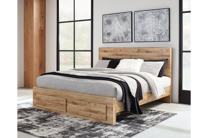 Hyanna Tan Brown King Panel Storage Bed from Ashley - Luna Furniture
