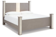 Surancha Gray King Poster Bed from Ashley - Luna Furniture