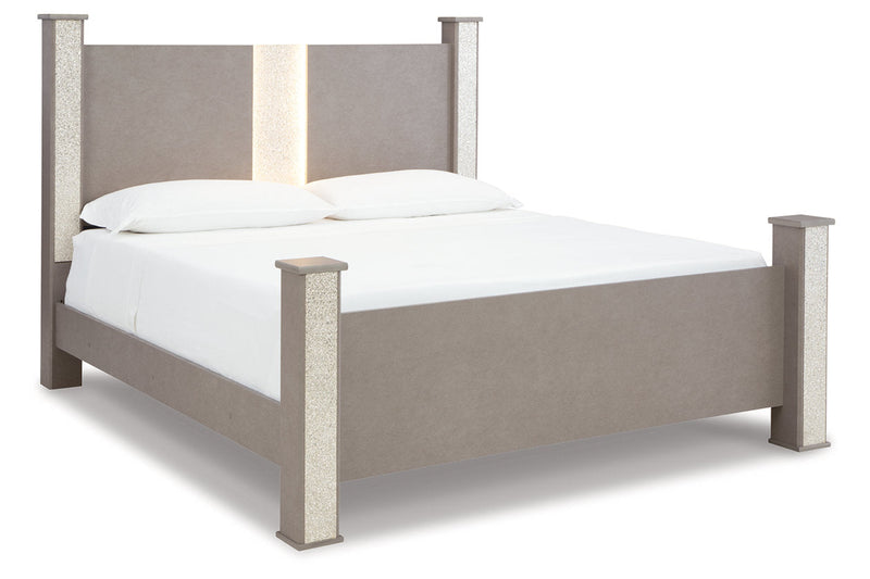 Surancha Gray King Poster Bed from Ashley - Luna Furniture