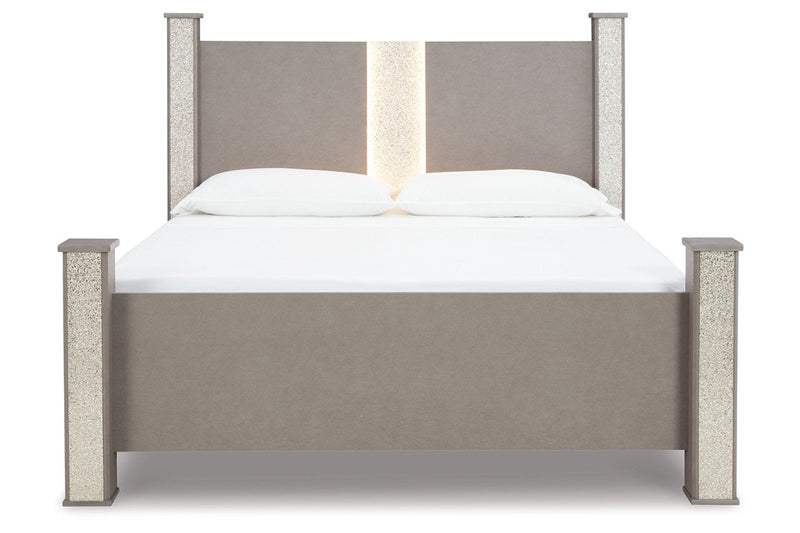 Surancha Gray King Poster Bed from Ashley - Luna Furniture