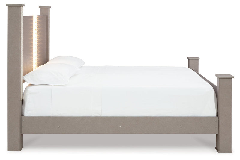 Surancha Gray King Poster Bed from Ashley - Luna Furniture