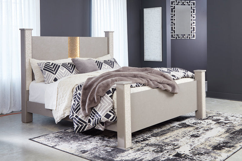 Surancha Gray King Poster Bed from Ashley - Luna Furniture