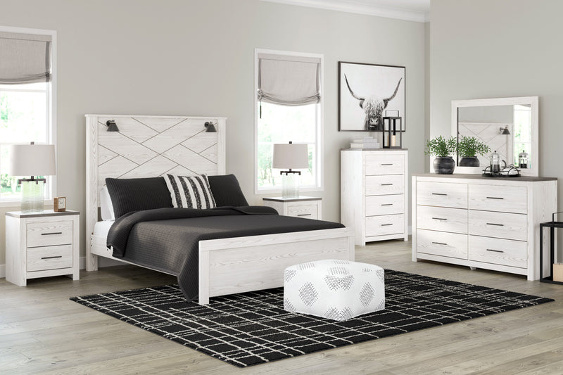 Gerridan White/Gray Lighted Panel Bedroom Set from Ashley - Luna Furniture