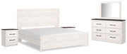 Gerridan White/Gray King Panel Bed with Mirrored Dresser and 2 Nightstands from Ashley - Luna Furniture