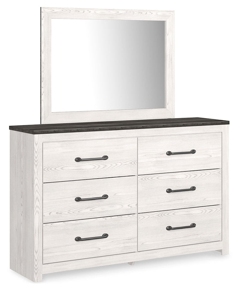Gerridan White/Gray Queen Panel Bed with Mirrored Dresser and Chest from Ashley - Luna Furniture