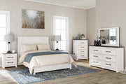 Gerridan White/Gray Queen Panel Bed with Mirrored Dresser, Chest and Nightstand from Ashley - Luna Furniture