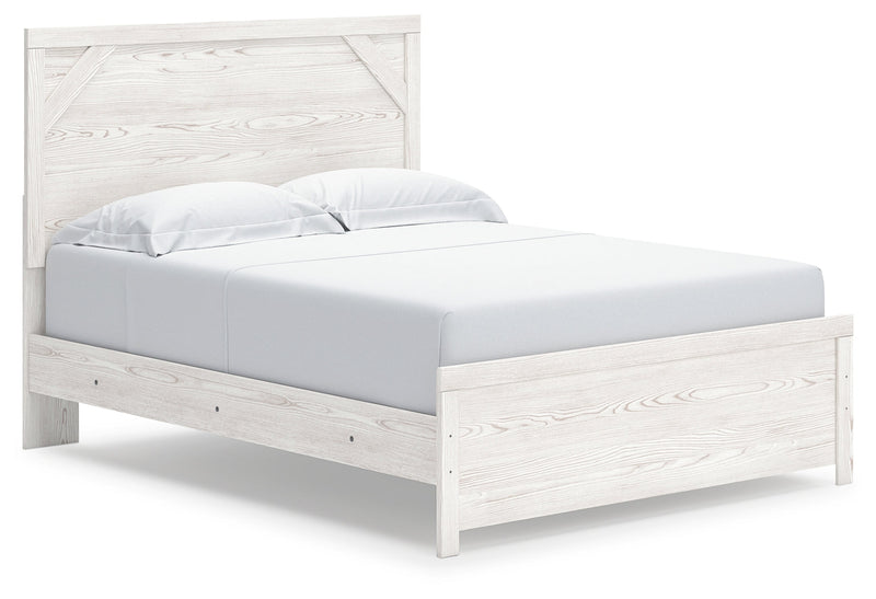 Gerridan White/Gray Queen Panel Bed with Mirrored Dresser and Chest from Ashley - Luna Furniture