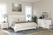 Gerridan White/Gray King Panel Bed with Mirrored Dresser and 2 Nightstands from Ashley - Luna Furniture