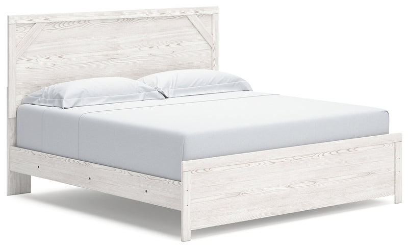 Gerridan White/Gray King Panel Bed with Mirrored Dresser and 2 Nightstands from Ashley - Luna Furniture