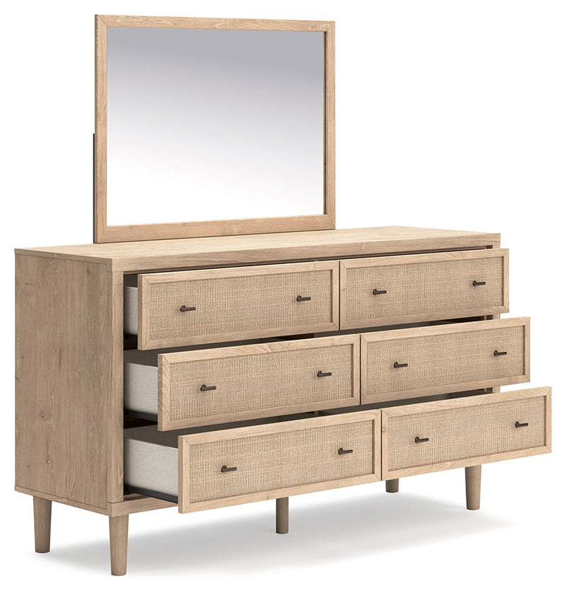 Cielden Two-tone Full Panel Headboard with Mirrored Dresser from Ashley - Luna Furniture
