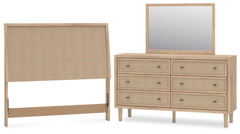 Cielden Two-tone Full Panel Headboard with Mirrored Dresser from Ashley - Luna Furniture