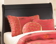 Huey Vineyard Black Twin Sleigh Headboard Bed with Mirrored Dresser from Ashley - Luna Furniture