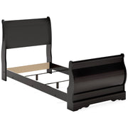 Huey Vineyard Black Twin Sleigh Bed and Nightstand from Ashley - Luna Furniture