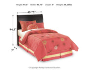 Huey Vineyard Black Twin Sleigh Headboard Bed with Mirrored Dresser from Ashley - Luna Furniture