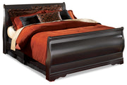 Huey Vineyard Black Queen Sleigh Bed and Nightstand from Ashley - Luna Furniture