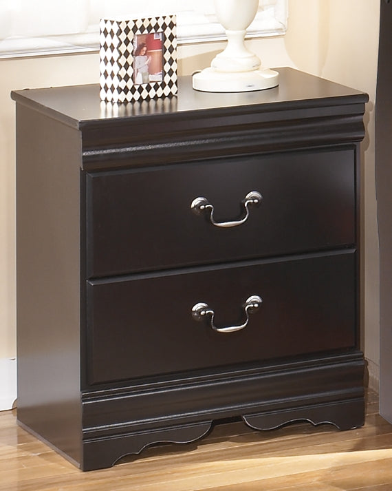 Huey Vineyard Black Twin Sleigh Bed and Nightstand from Ashley - Luna Furniture