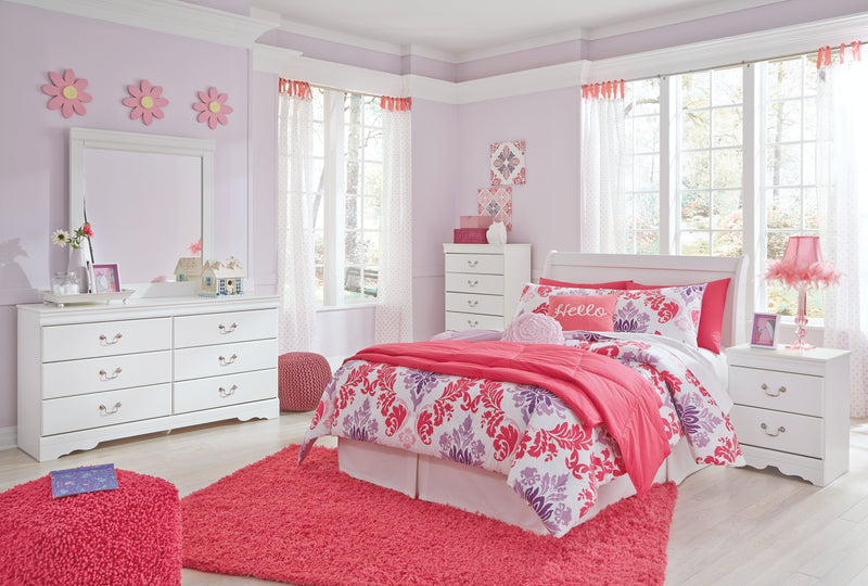 Anarasia Full Sleigh Headboard, Dresser and Mirror in White from Ashley - Luna Furniture