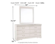 Anarasia Queen Sleigh Headboard, Dresser and Mirror in White from Ashley - Luna Furniture