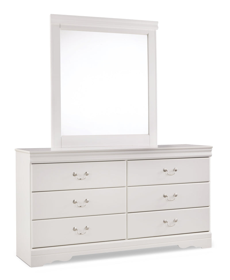 Anarasia Queen Sleigh Headboard, Dresser and Mirror in White from Ashley - Luna Furniture