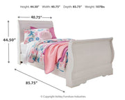 Anarasia Twin Sleigh Bed with Mirrored Dresser in White from Ashley - Luna Furniture