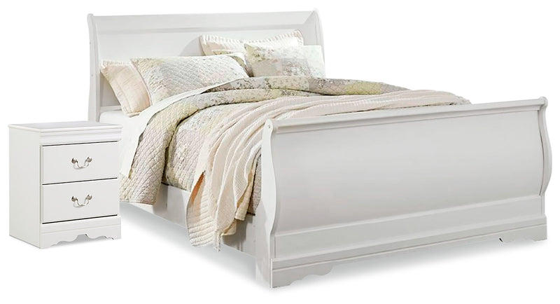 Anarasia White Queen Sleigh Bed and Nightstand from Ashley - Luna Furniture