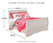 Anarasia Full Sleigh Bed with Mirrored Dresser in White from Ashley - Luna Furniture