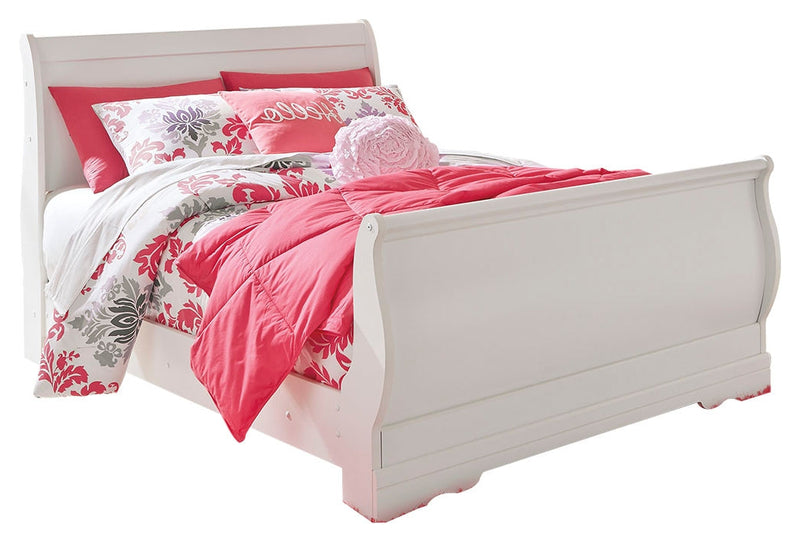 Anarasia Full Sleigh Bed with Mirrored Dresser in White from Ashley - Luna Furniture