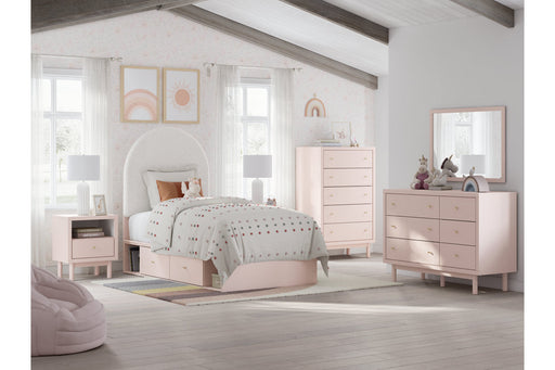 Wistenpine Blush Twin Upholstered Panel Bed with Storage from Ashley - Luna Furniture