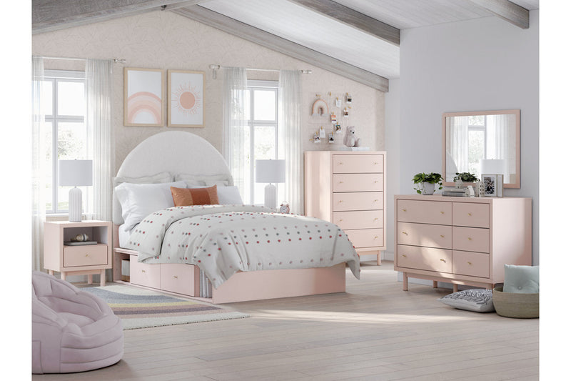 Wistenpine Blush Full Upholstered Panel Bed with Storage from Ashley - Luna Furniture