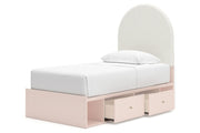Wistenpine Blush Twin Upholstered Panel Bed with Storage from Ashley - Luna Furniture