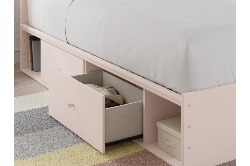 Wistenpine Blush Twin Upholstered Panel Bed with Storage from Ashley - Luna Furniture