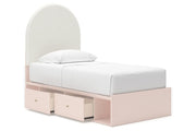 Wistenpine Blush Twin Upholstered Panel Bed with Storage from Ashley - Luna Furniture