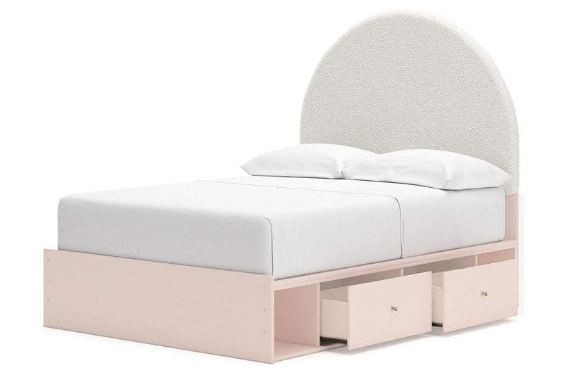 Wistenpine Blush Full Upholstered Panel Bed with Storage from Ashley - Luna Furniture