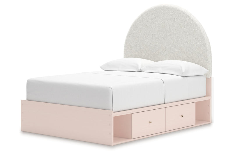 Wistenpine Blush Full Upholstered Panel Bed with Storage from Ashley - Luna Furniture
