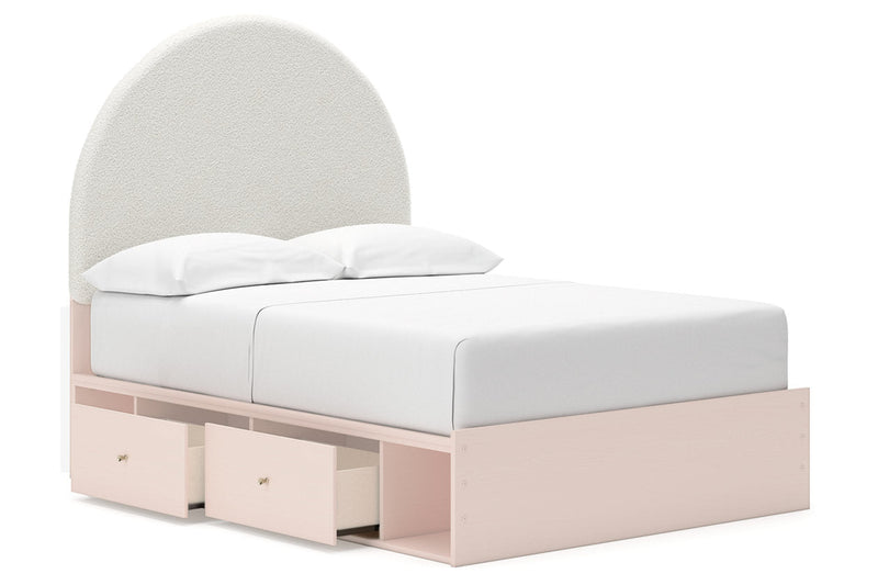 Wistenpine Blush Full Upholstered Panel Bed with Storage from Ashley - Luna Furniture