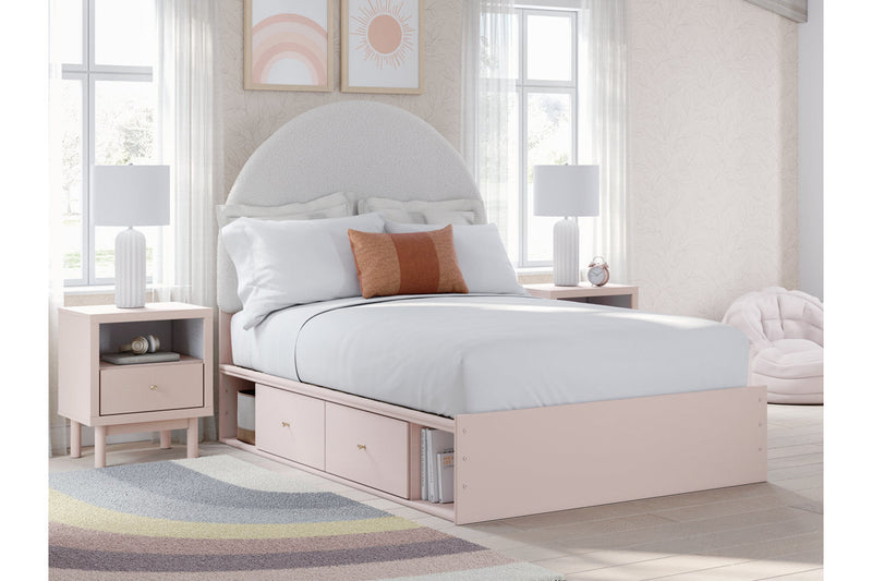 Wistenpine Blush Full Upholstered Panel Bed with Storage from Ashley - Luna Furniture