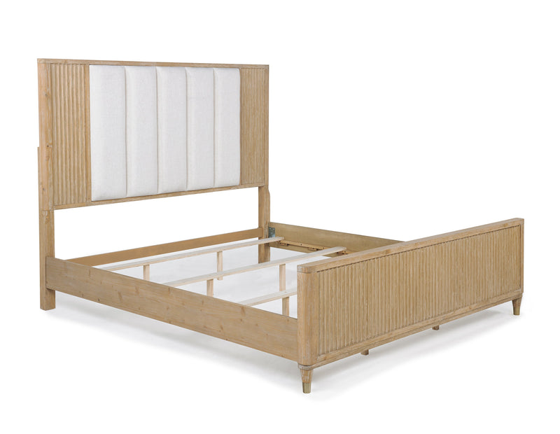 Kara Cerused Natural King Upholstered Panel Bed from Crown Mark - Luna Furniture