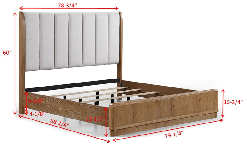 Westcott Cerused Natural King Upholstered Panel Bed from Crown Mark - Luna Furniture
