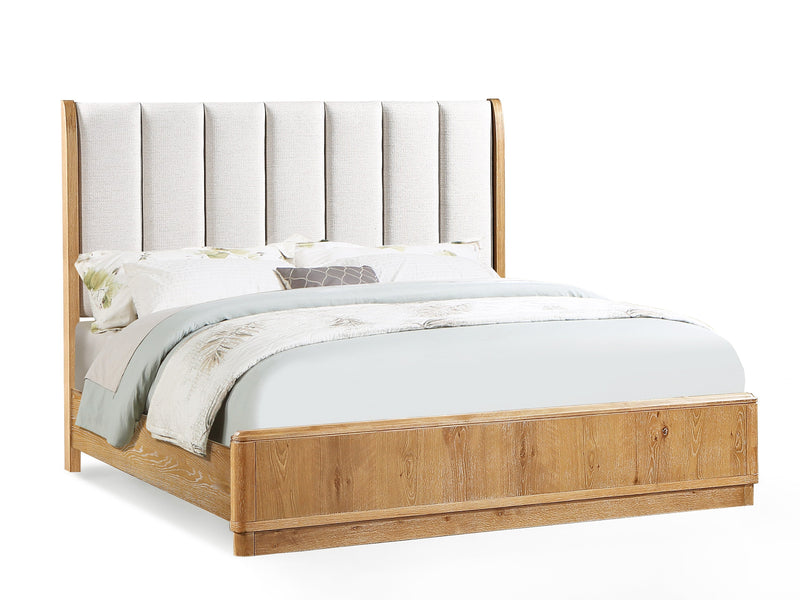 Westcott Cerused Natural King Upholstered Panel Bed from Crown Mark - Luna Furniture