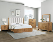 Westcott Cerused Natural Queen Upholstered Panel Bed from Crown Mark - Luna Furniture