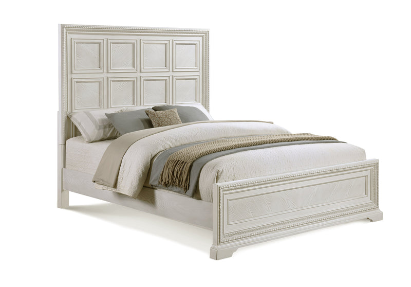 Alexandria Antique White Queen Panel Bed from Crown Mark - Luna Furniture