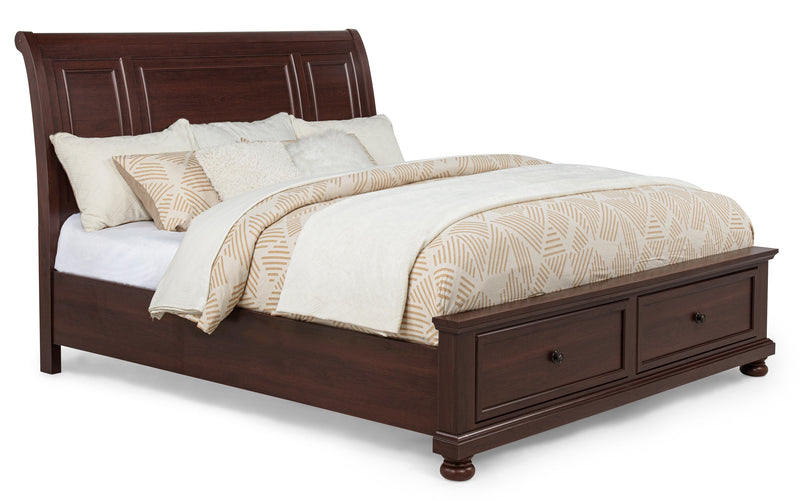Claribelle Cherry Queen Storage Sleigh Bed from Crown Mark - Luna Furniture