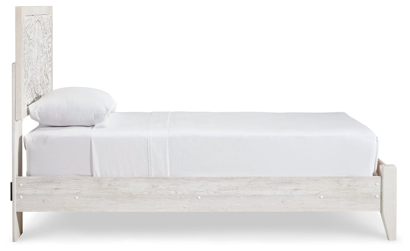 Porter Whitewash King Panel Bed with Mirrored Dresser and Chest from Ashley - Luna Furniture