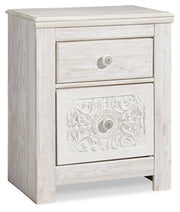 Porter Whitewash King Panel Bed with Mirrored Dresser and Chest from Ashley - Luna Furniture