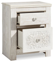 Porter Whitewash King Panel Bed with Mirrored Dresser and Chest from Ashley - Luna Furniture