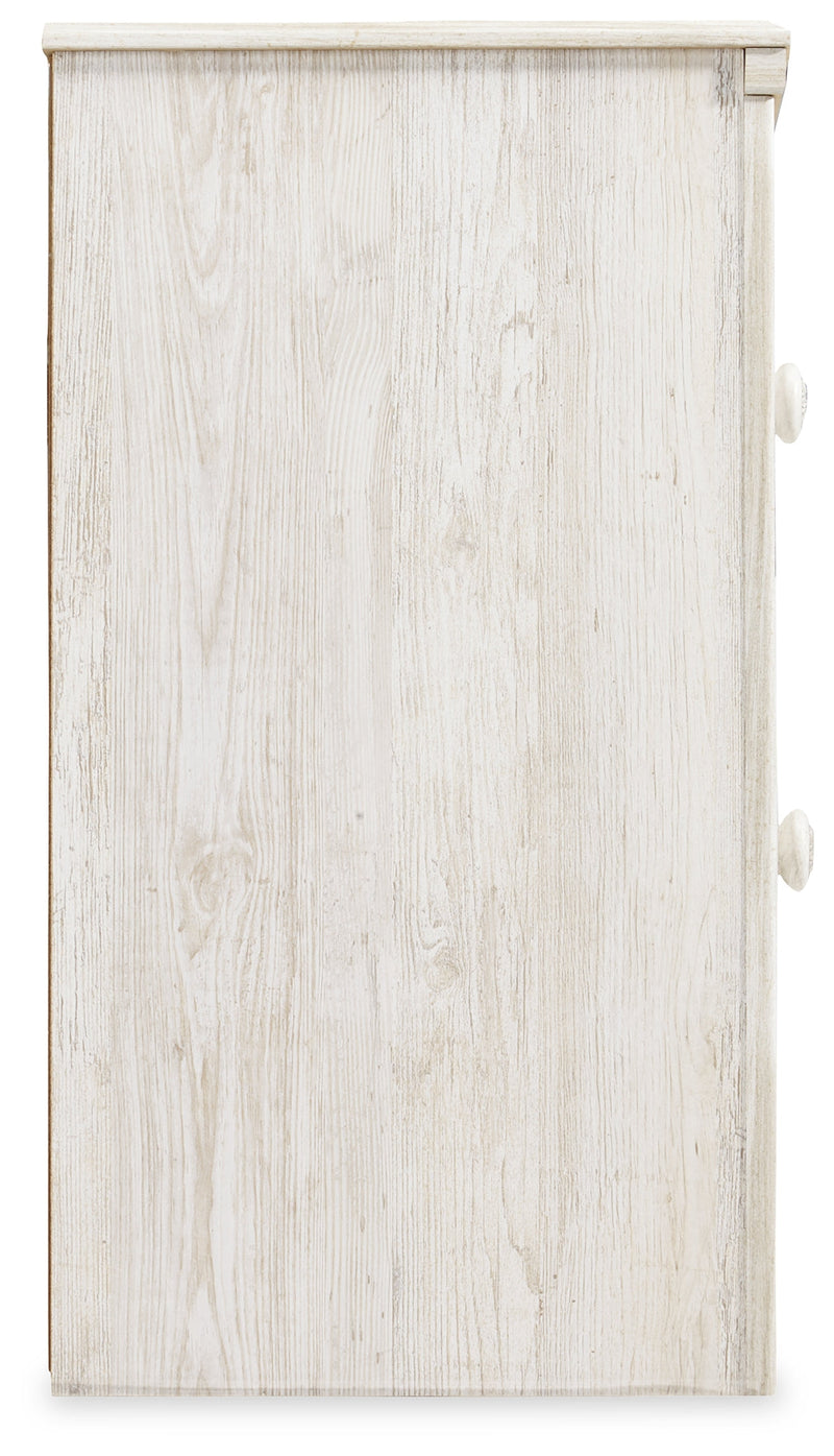 Porter Whitewash King Panel Bed with Mirrored Dresser and Chest from Ashley - Luna Furniture