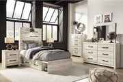 Cambeck Whitewash Twin Panel Bed with 4 Storage Drawers from Ashley - Luna Furniture